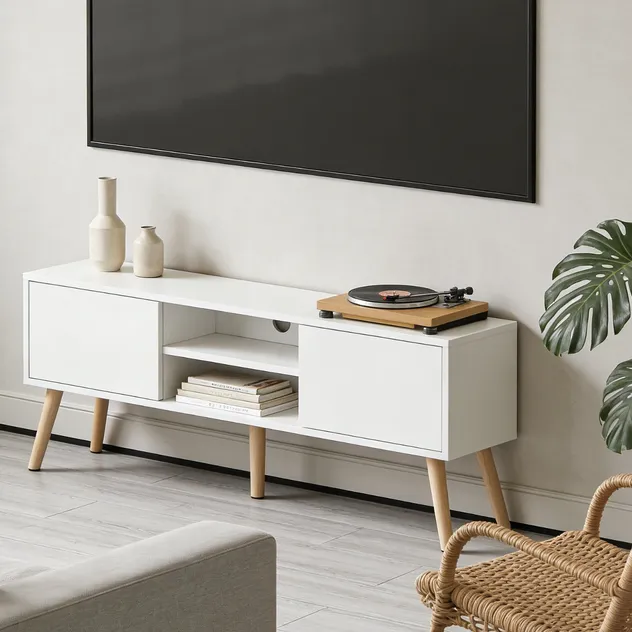 Modern Spacious Media Console for Stylish Living Room Storage