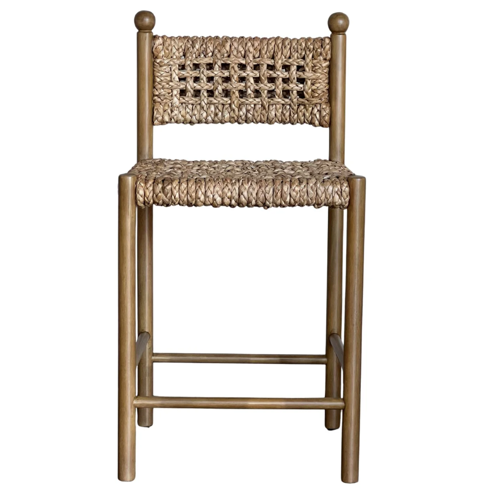 Modern Natural Woven Backrest Armchair Hand-woven Seaweed bar stool High Legged Chair Suitable For Hotels And Restaurants