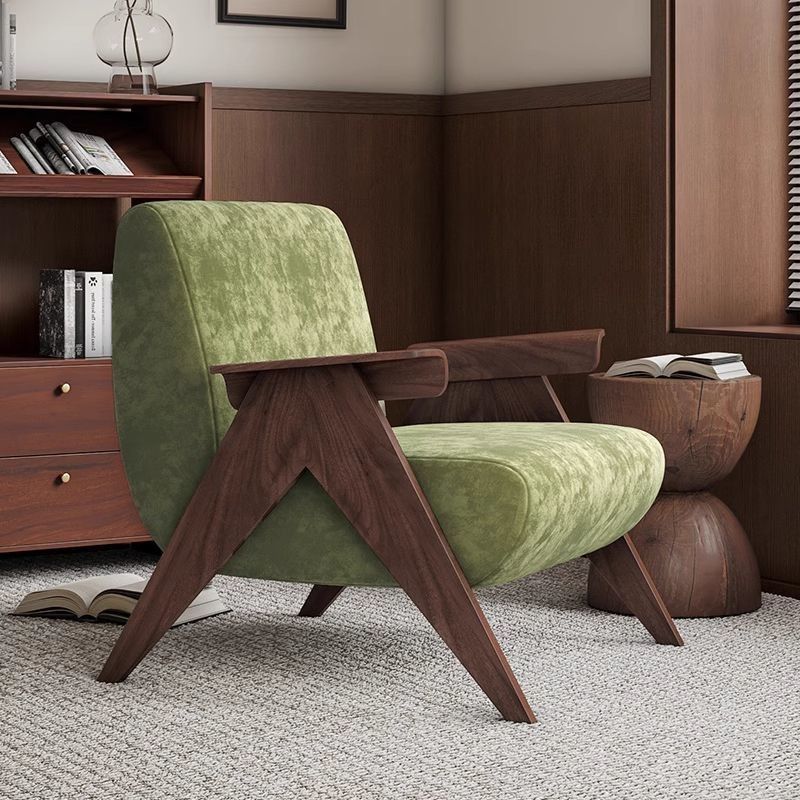 Classic Retro Armchair Solid Wood Frame Single Seat For Living Room And Balcony Home Use