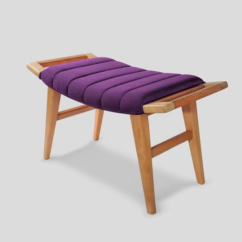 New Arrival Modern Upholstered Bedroom Ottoman Stool Entryway Stool Make up Chair Wooden Velvet Bench