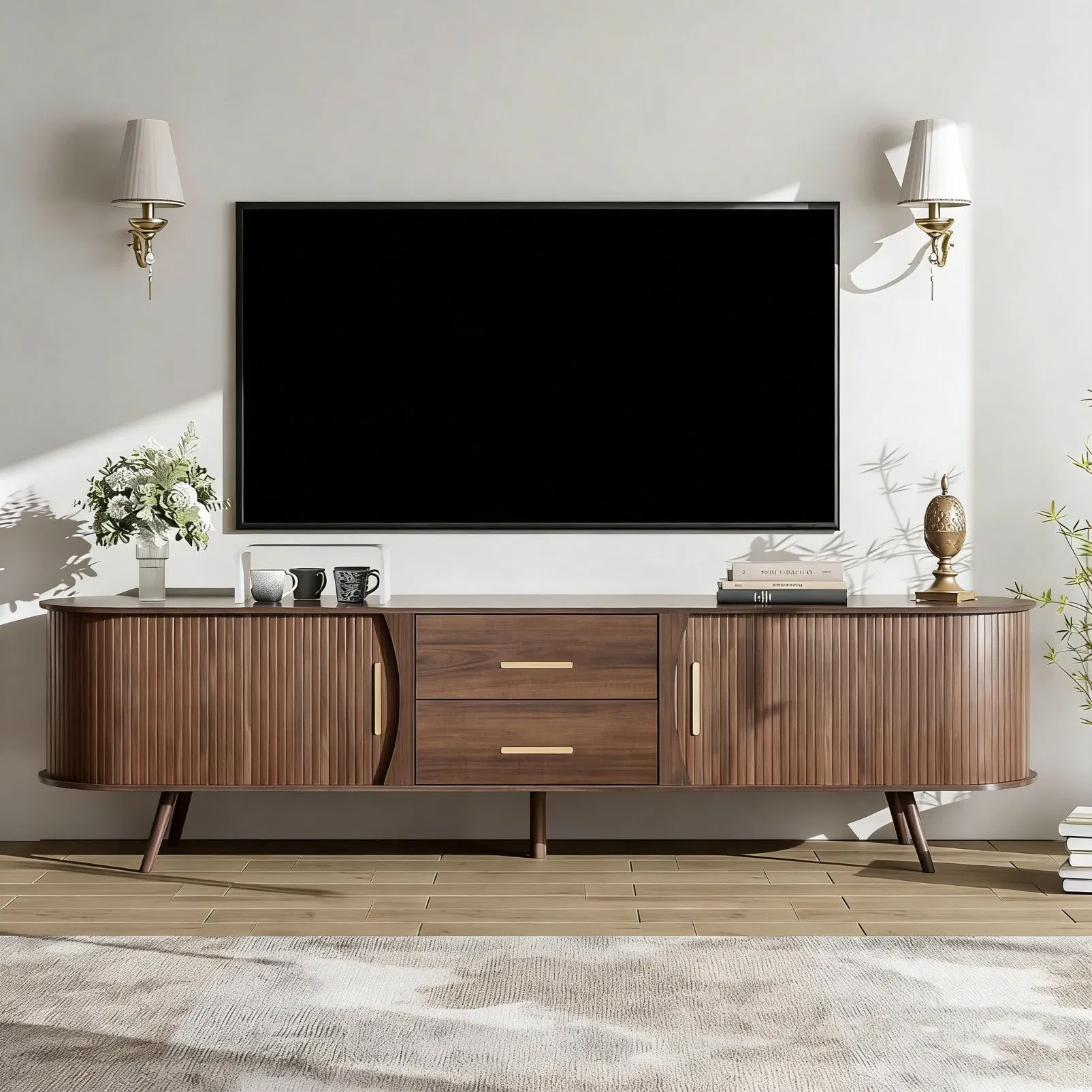 Medieval Walnut Media Entertainment Center, Media Console