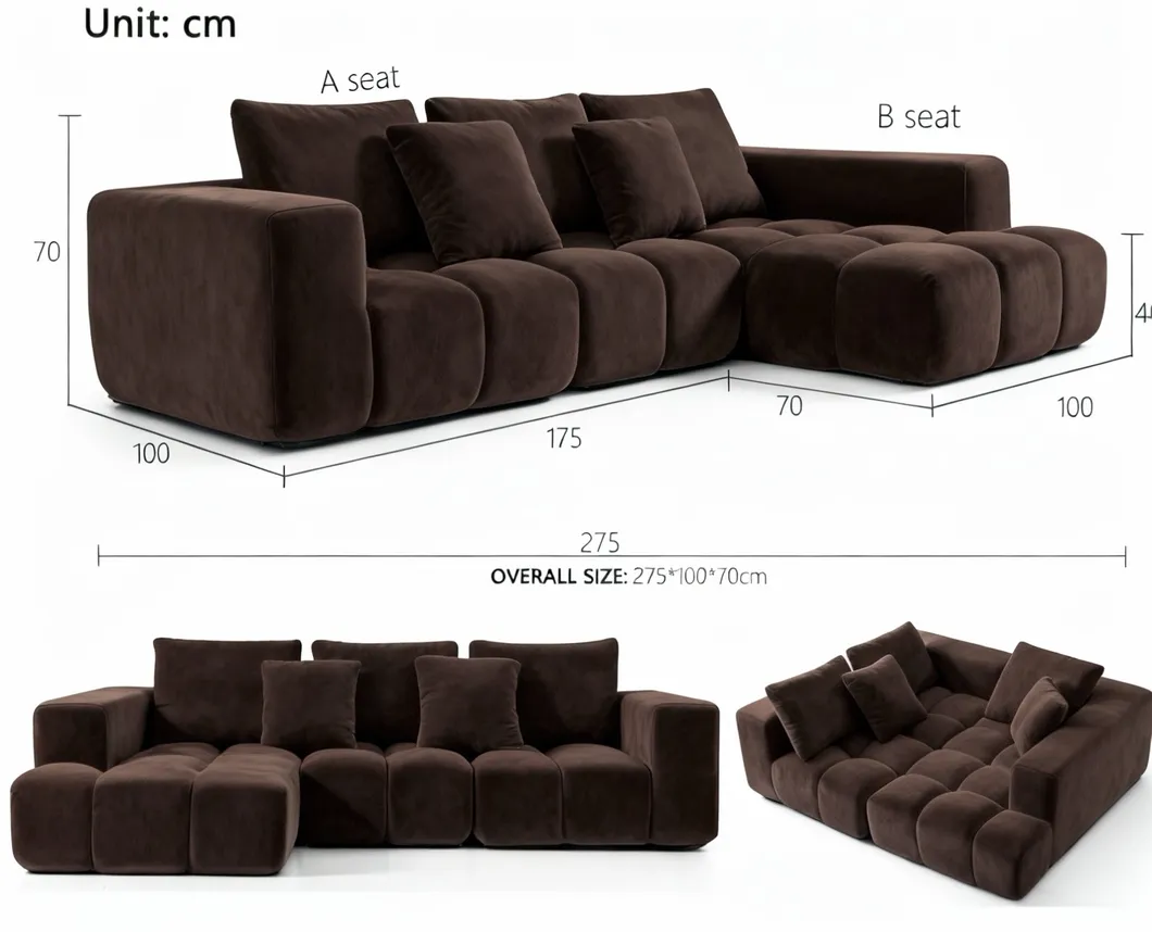 Velvet Apartment Sofa Perspective
