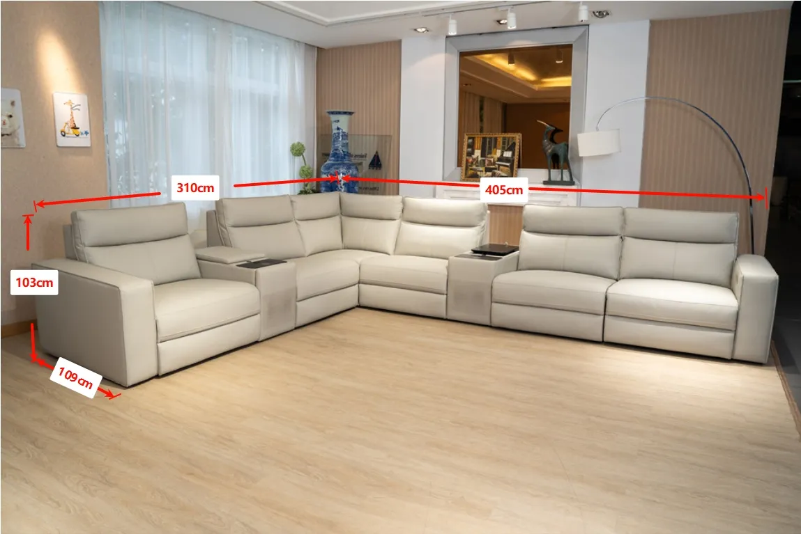Luxury Corner Electric Recliner Sectional Sofa Set Back View