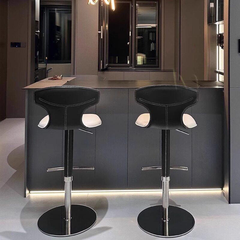 PU Leather Padded Counter Height Commercial Modern Adjustable Metal High Back Swivel Bar Stool