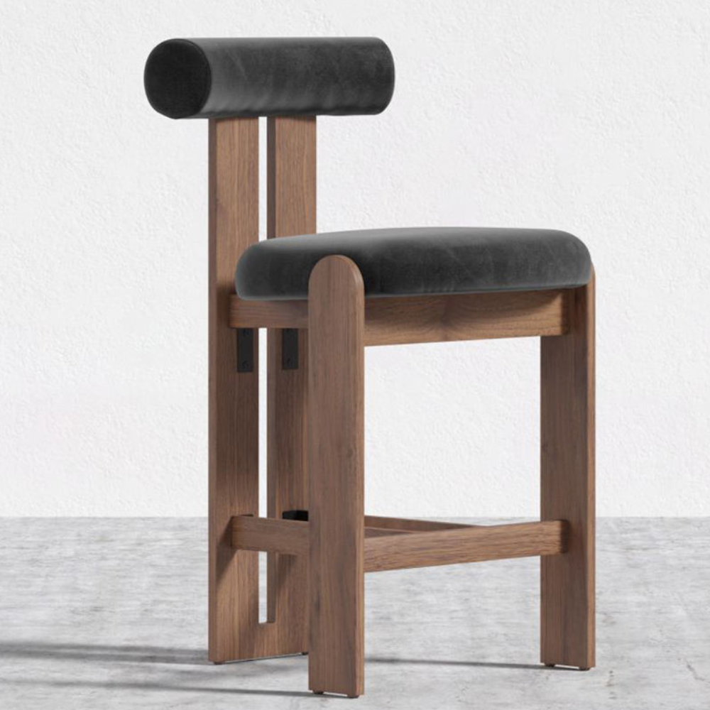High Quality Modern Medieval Arc-shaped Round Column Back Oak Bar Chair Stool Bar Chair
