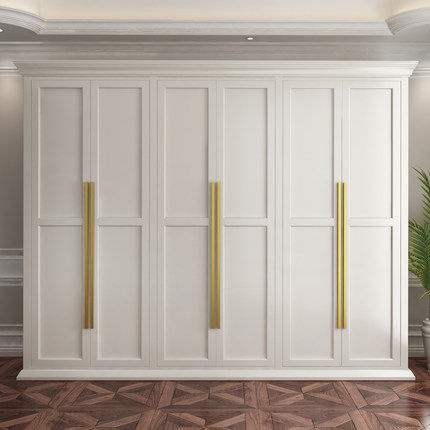 American Style Solid Wood Wardrobe Bedroom Household Simple Modern Swing Door Storage Cabinet Light Luxury White Customization