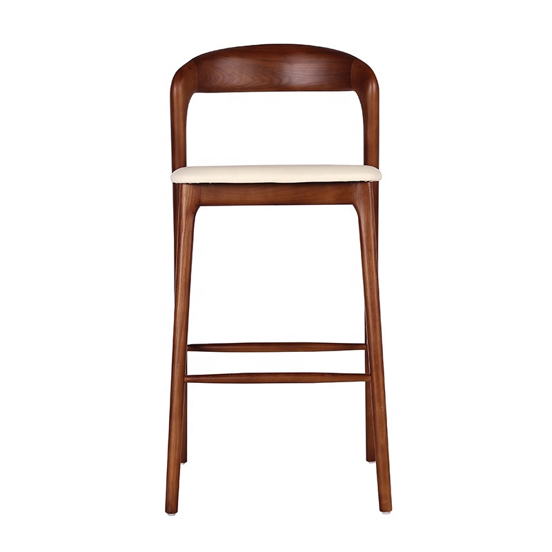 Hot Sale Modern Italian Solid Wood Dining Bar Stool High Chair Bistro Bar Chair