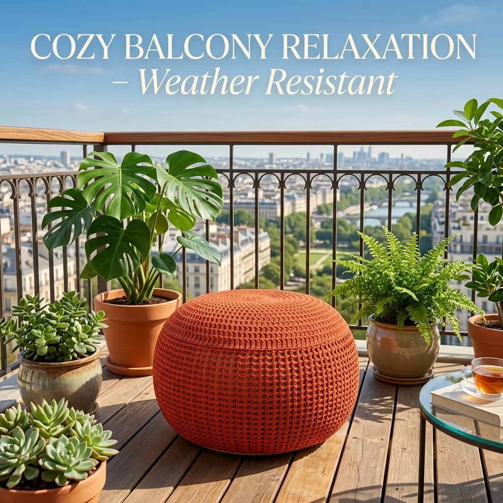 Knitted Stackable Foldable Pouf Ottoman Adjustable Soft Multifunctional Portable Stool for Bedroom Apartment Entry & Outdoor Use