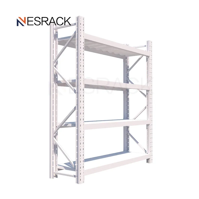 Assembled Iron White Longspan Light Duty Rack Industrial Metal Steel Warehouse Supermarket Boltless Storage Shelving for Book Food Display