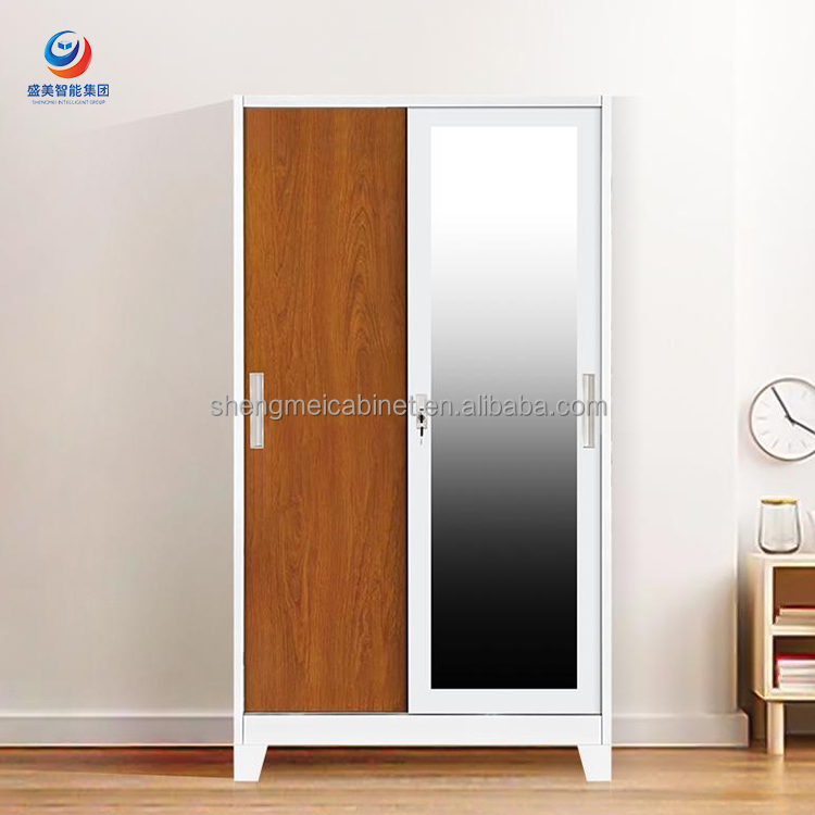 Freestanding Minimalist Large Capacity Steel Wardrobe Heavy Duty Metal Armoire 3 Shelves Waterproof Clothes Locker for Dorm