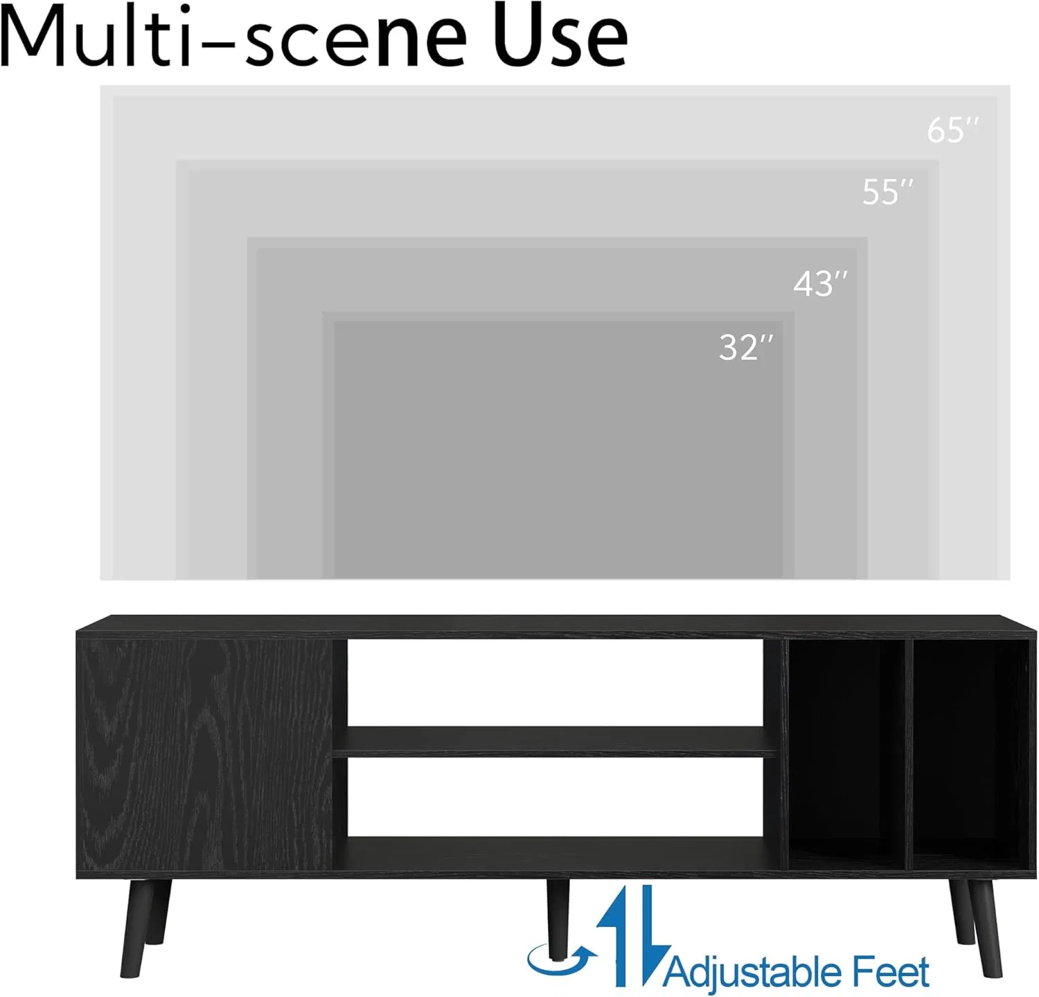 Mcm Style Durable MDF Wood Two Doors Media Console Inside Storage
