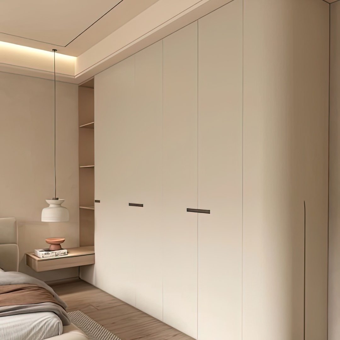 Modern Custom Open-style Bedroom Wardrobe Featuring A Curved Design Easy To Install And Offering High-capacity Home Storage