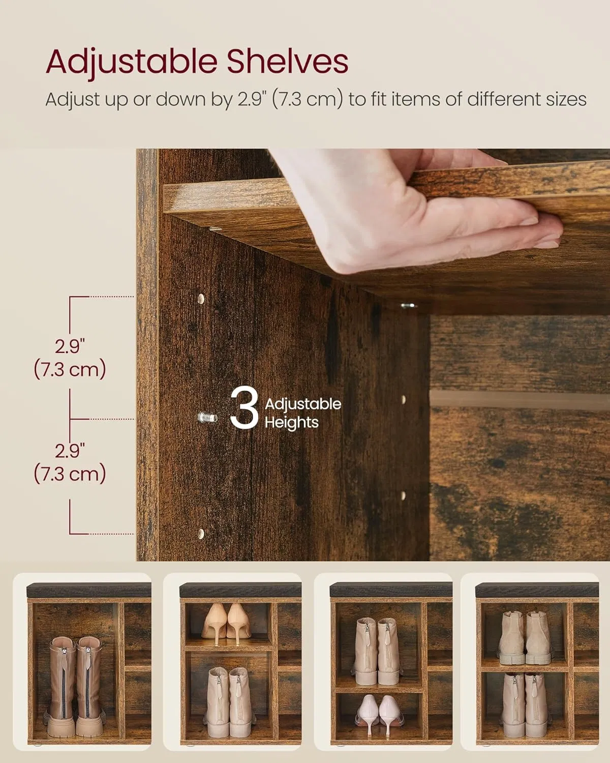 Eco-Friendly Storage Bench with Comfortable Cushion for Entryway