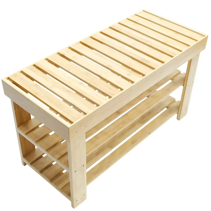 Bamboo Wooden Clothing Shop Stool Large Thick Household Item Bench Hotel Bench Household Product Home's Products Bamboo Product Entryway Living Room Bench