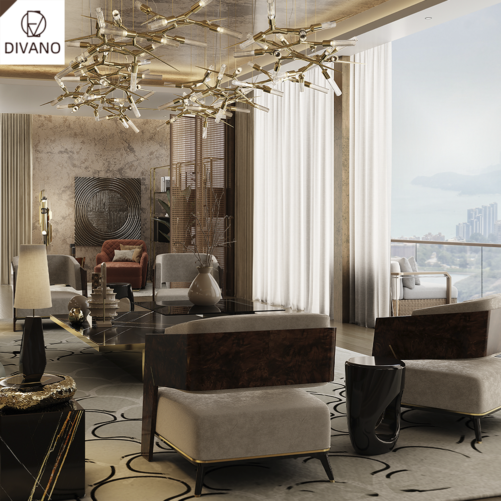 Italian High Quality Luxury Furniture Living Room Black Single Sofa Modern Chair Luxury Armchair Accent Chair