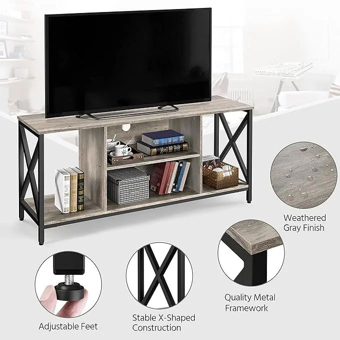 Media TV Console for Living Room - Elegant Wood Finish