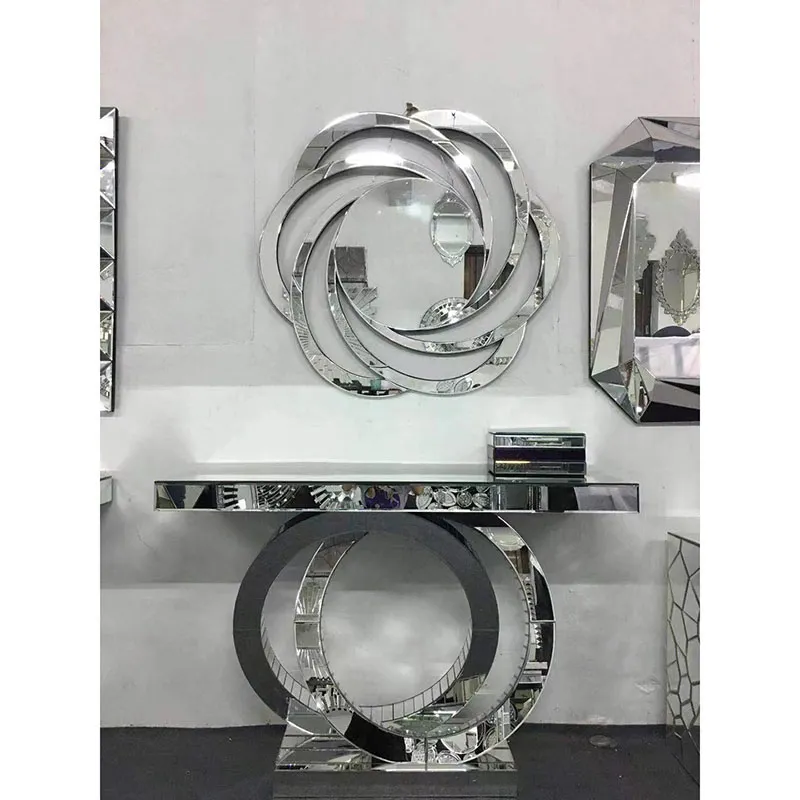 Glass Console Table with Mirror Option 4