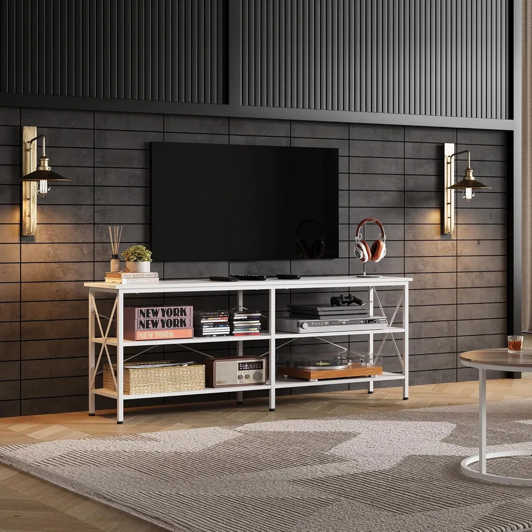 Home Entertainment Center TV Media Console with 3-Tier Storage Shelves