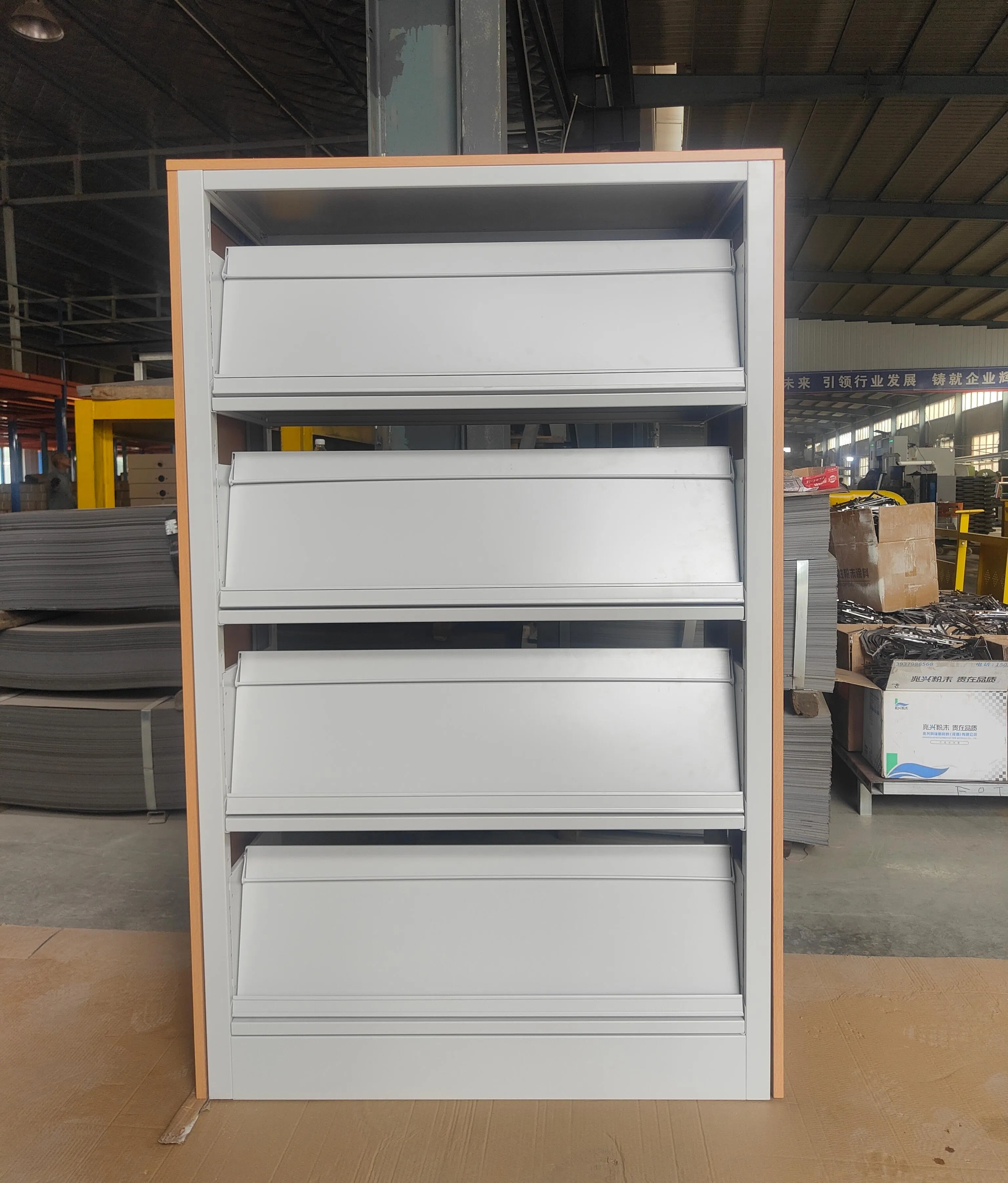 Display Stand Metal Newspaper Shelf Steel Book Storage Rack Angle View