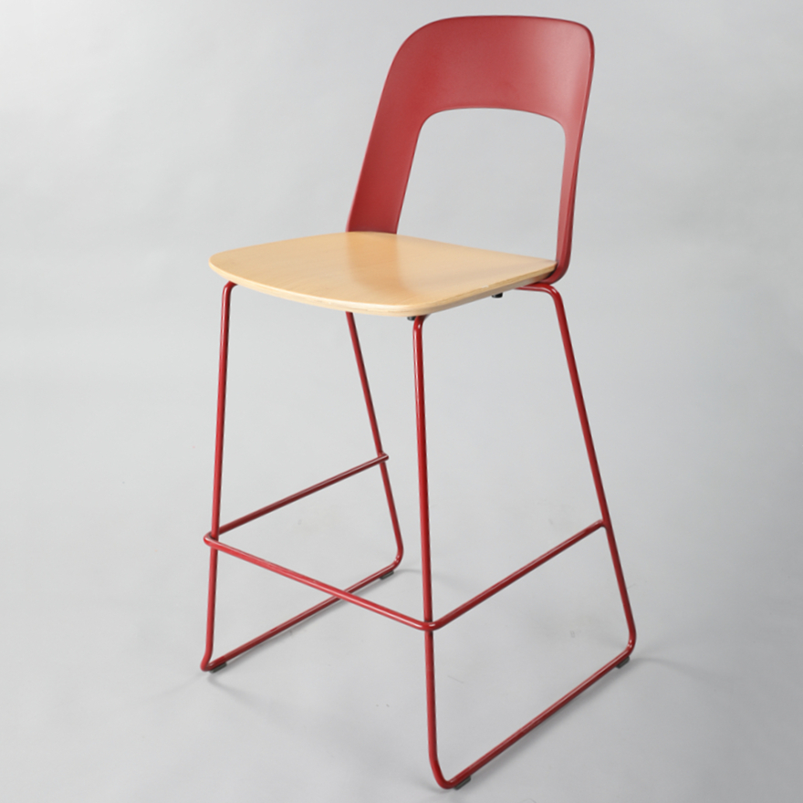 New Design Scandinavian Steel Stackable Bentwood High Barstool-Eco-Friendly Durable &amp; Strong for Home Bar Living Room Hotel Use