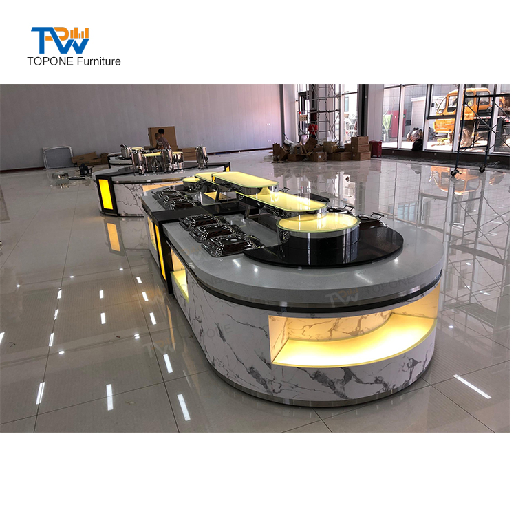 Customized Portable Hotel Restaurant Self Service Console LED Hot and Cold Buffet Equipment Counter Bar Table Design