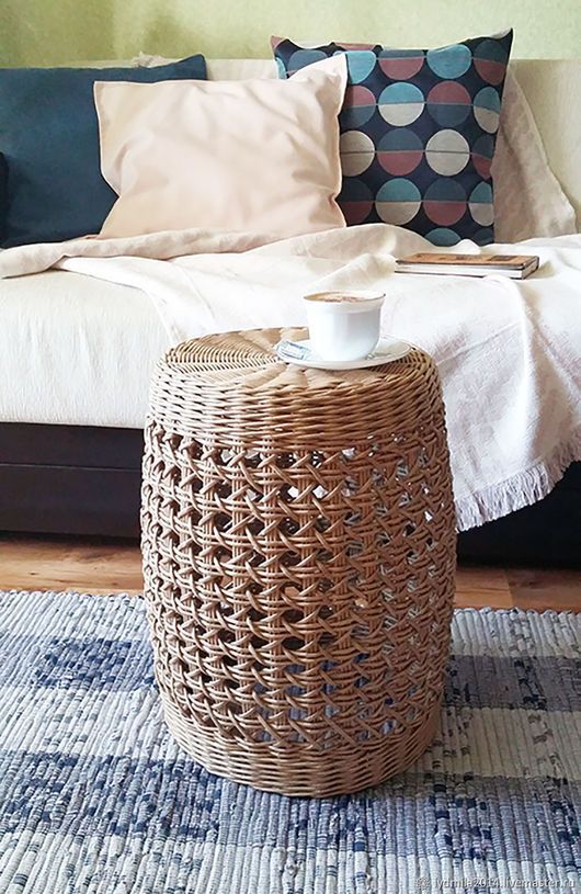 Handwoven Rattan Storage Stool Rectangular Ottoman Footrest with Lid Artisanal Wood &amp; Bamboo Storage Bench