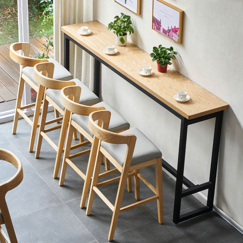 Hot Selling Nordic Solid Wood Commercial Bar Chairs With High St Backrests For Hotels And Restaurants