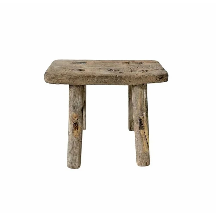 Antique Modern Design Square Mango Wood Adjustable Eco-Friendly Ottoman Stool Set 1 Foldable Storage Bedroom Living Room