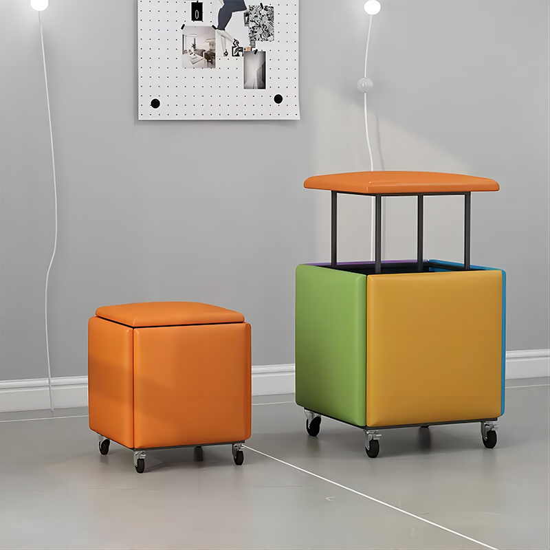 5 in 1 Rubiks Cube Stool Ottomans Storage Velvet Chairs Modern Comfort Round Velvet Upholstered Footstool