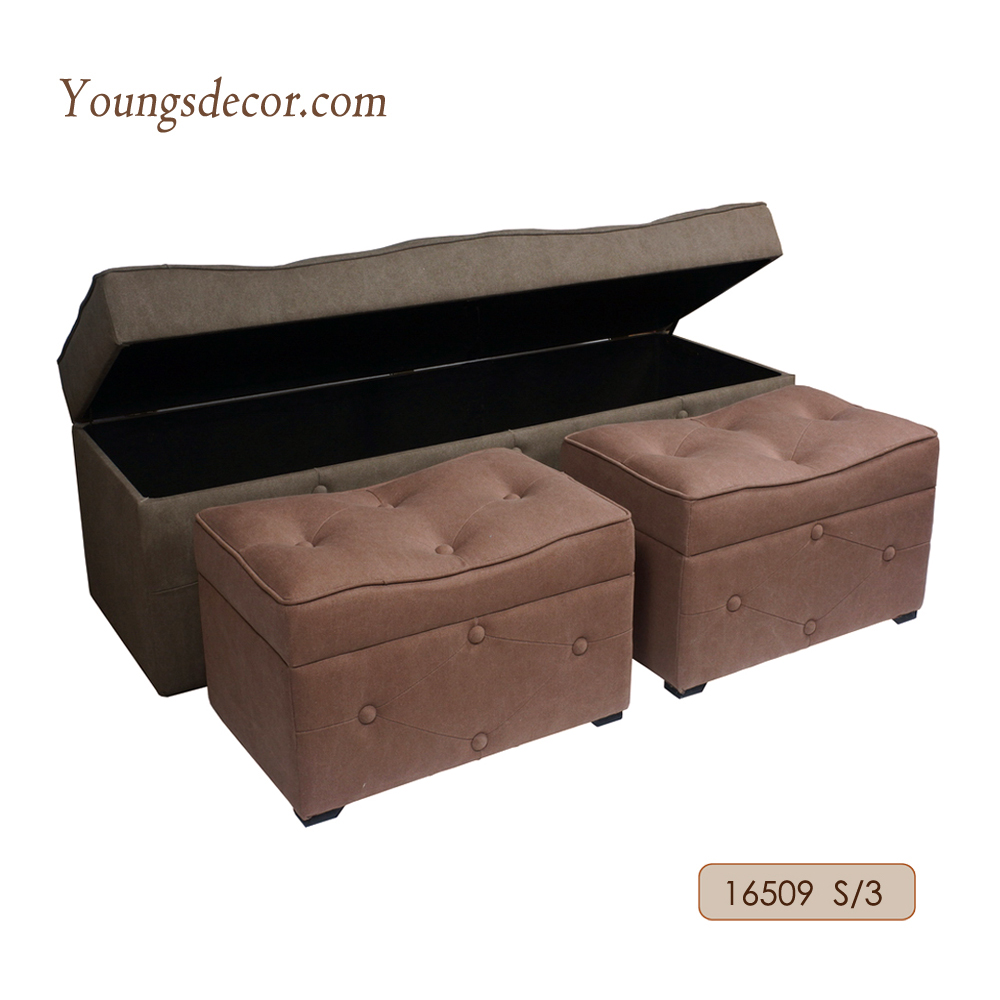 Vintage Wooden Multi-purpose Long Storage Ottoman Stool Set European Design for Bedroom Apartment Workshop Living Room Furniture