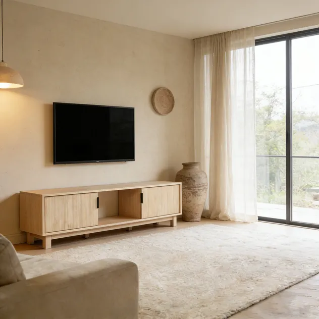 Modern Spacious Media Console for Stylish Living Room Storage