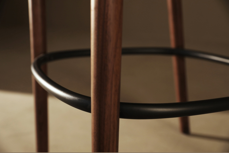 Modern Walnut Solid Wood Bar Chair Upholstered PU Leather Counter Stool Commercial Restaurant Cafe High Bar Seating Furniture