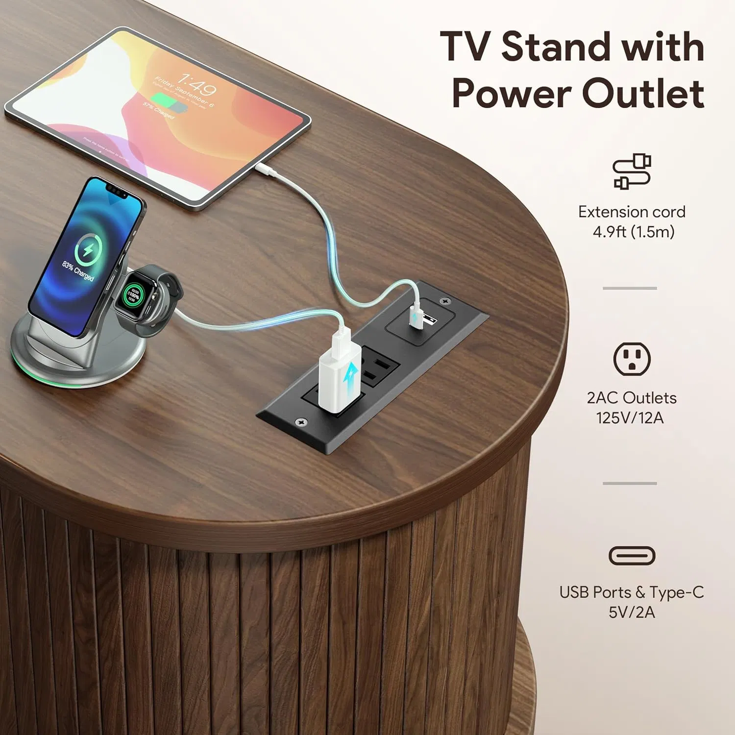 Modern Spacious Media Console for Stylish Living Room Storage
