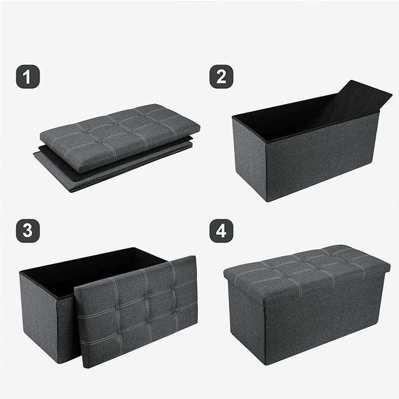 Living Room Bedroom Folding Storage Ottoman Storage Organizer Stool Foot Rest Stool Bench