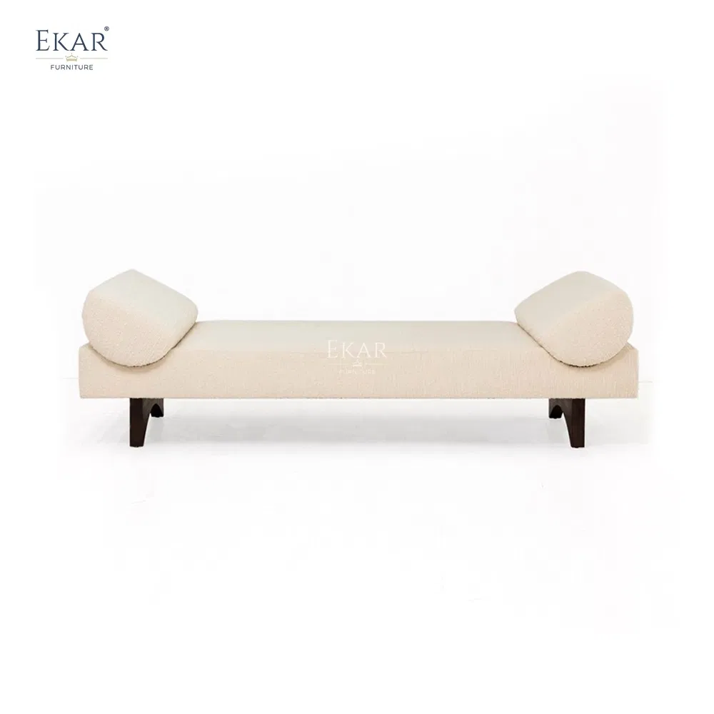 Customizable Upholstered Bed Bench Soft Fabric End-of-Bed Stool with Solid Wood Legs for Bedroom, Living Room &amp; Entryway