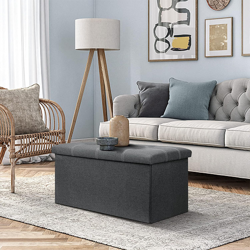 Living Room Bedroom Folding Storage Ottoman Storage Organizer Stool Foot Rest Stool Bench