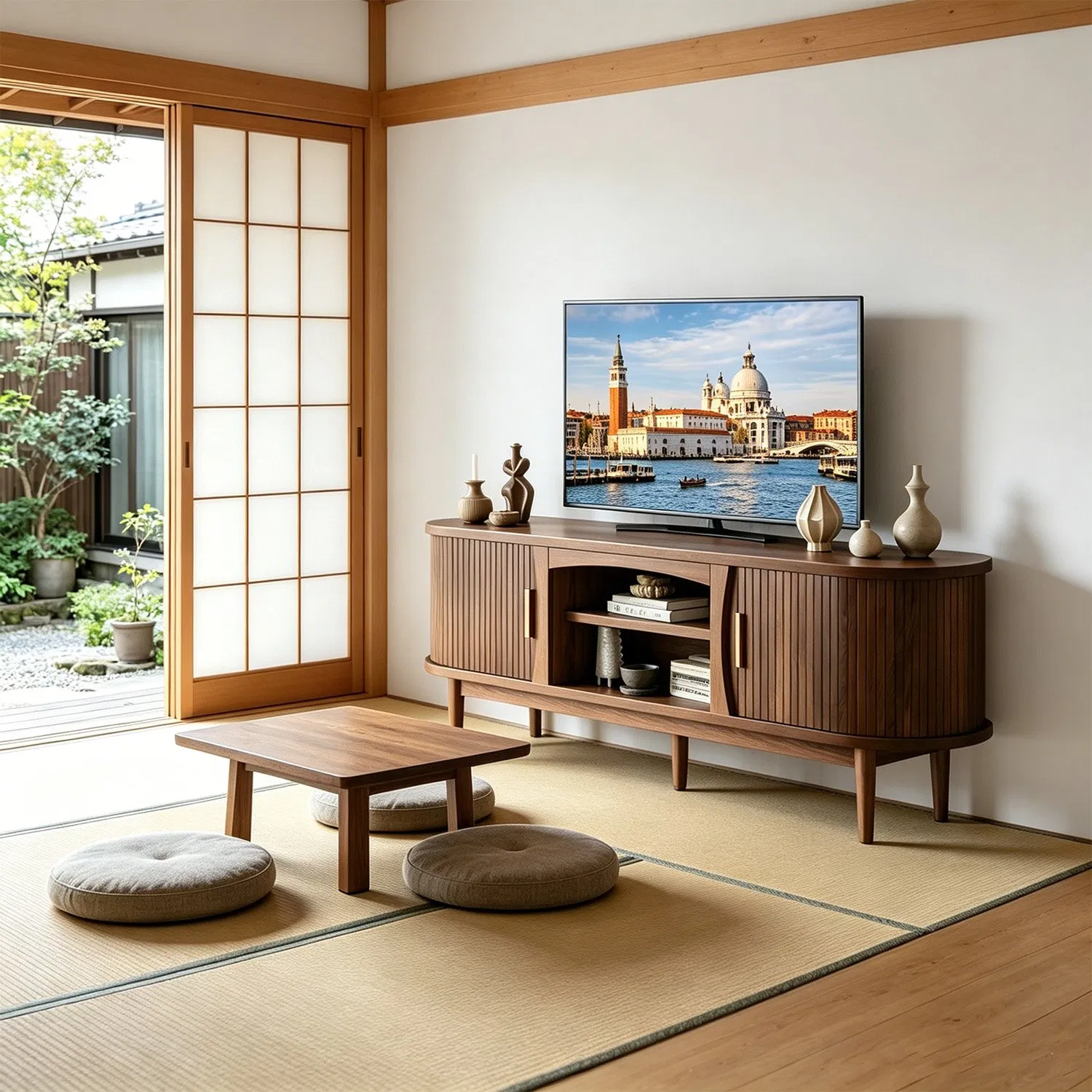 Modern Spacious Media Console for Stylish Living Room Storage