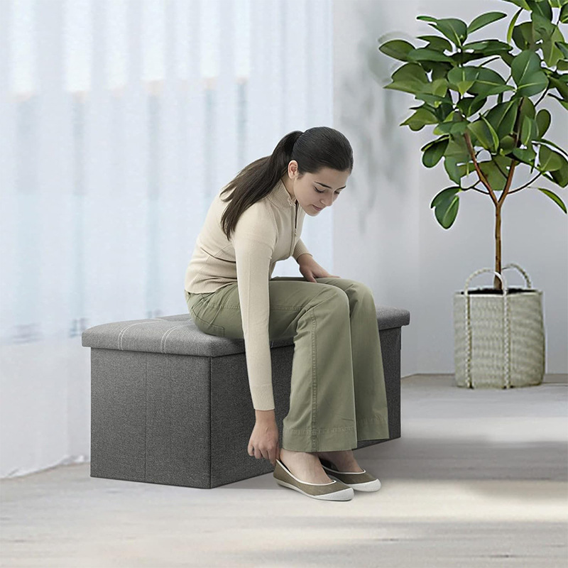 Living Room Bedroom Folding Storage Ottoman Storage Organizer Stool Foot Rest Stool Bench