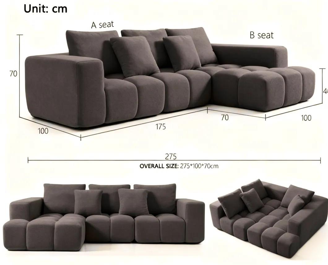 Elegant Cream Sectional Sofa Backrest
