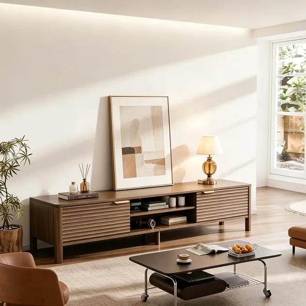 Modern Spacious Media Console for Stylish Living Room Storage