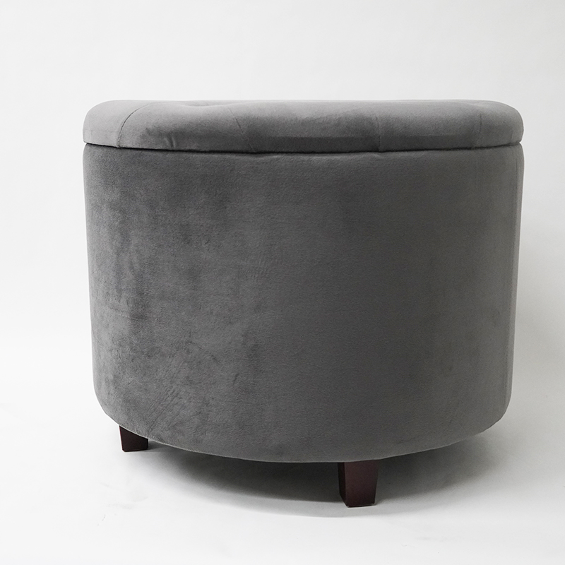 Factory Custom Wholesale Living Room Round Velvet Ottoman Pouf Stool Foot Rest Space Saving Home Furniture