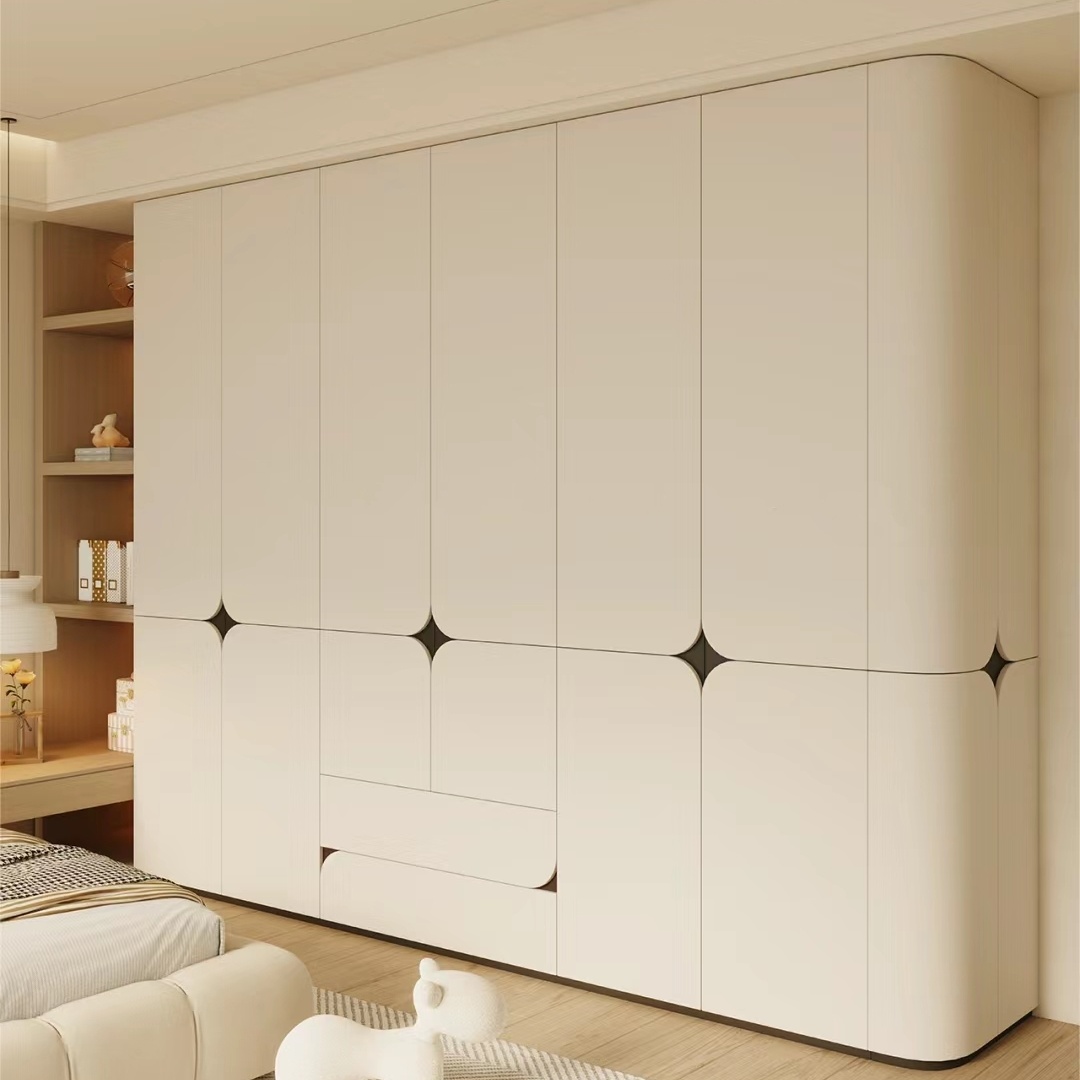 Modern Custom Open-style Bedroom Wardrobe Featuring A Curved Design Easy To Install And Offering High-capacity Home Storage