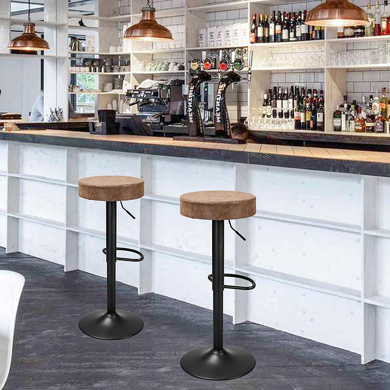 Round Adjustable Bar Stool for Island Kitchen Pub Home Restaurant Party