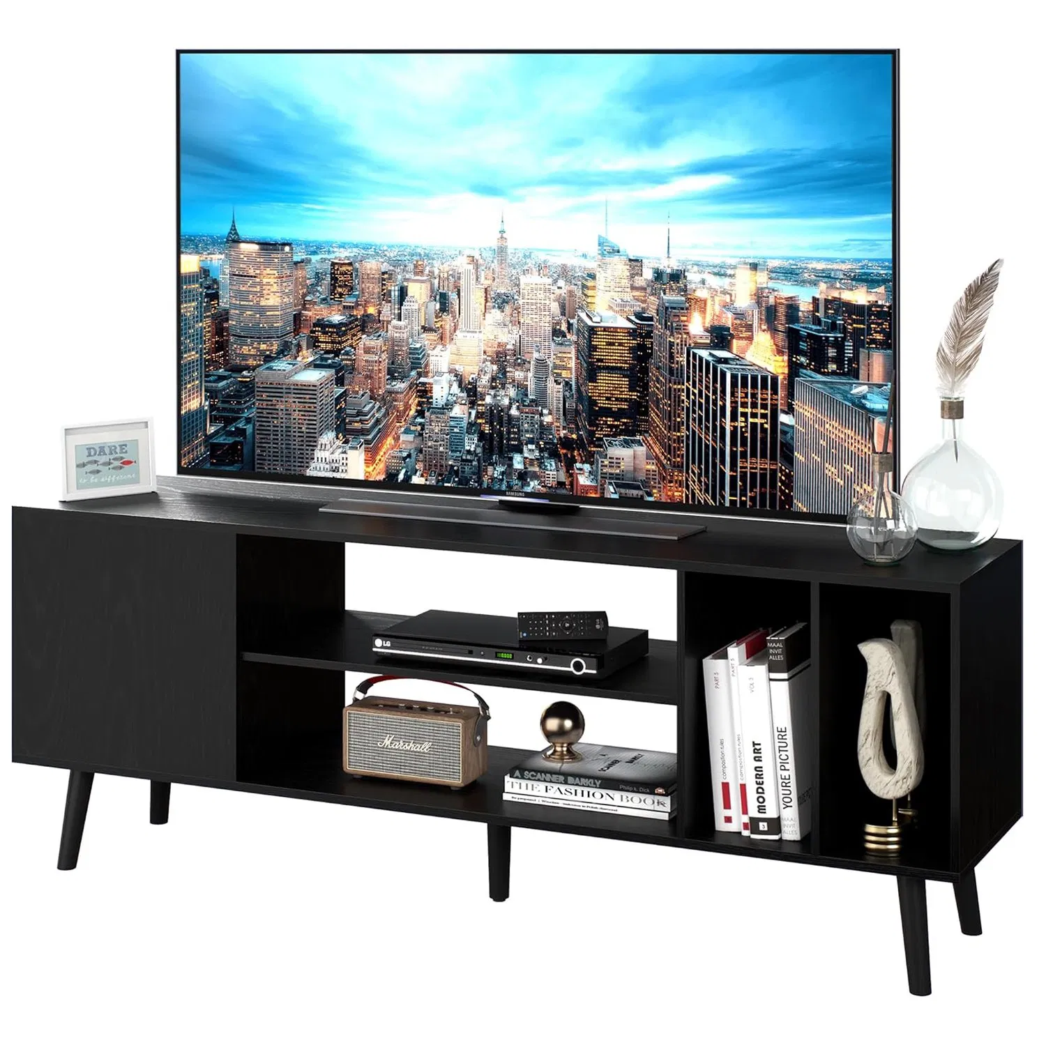 Mcm Style Durable MDF Wood Two Doors Media Console