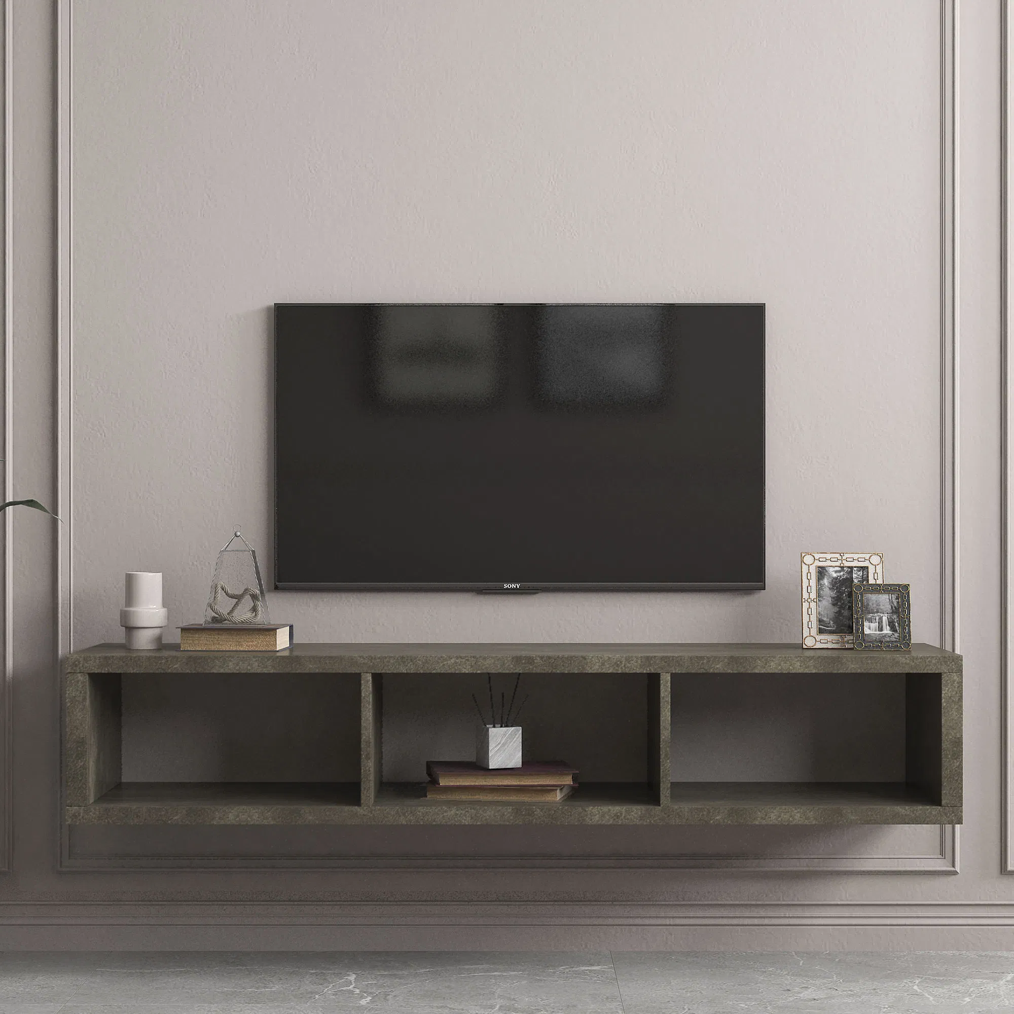 Modern Wall-Mounted TV Stand, New Model Media Console for Living Room