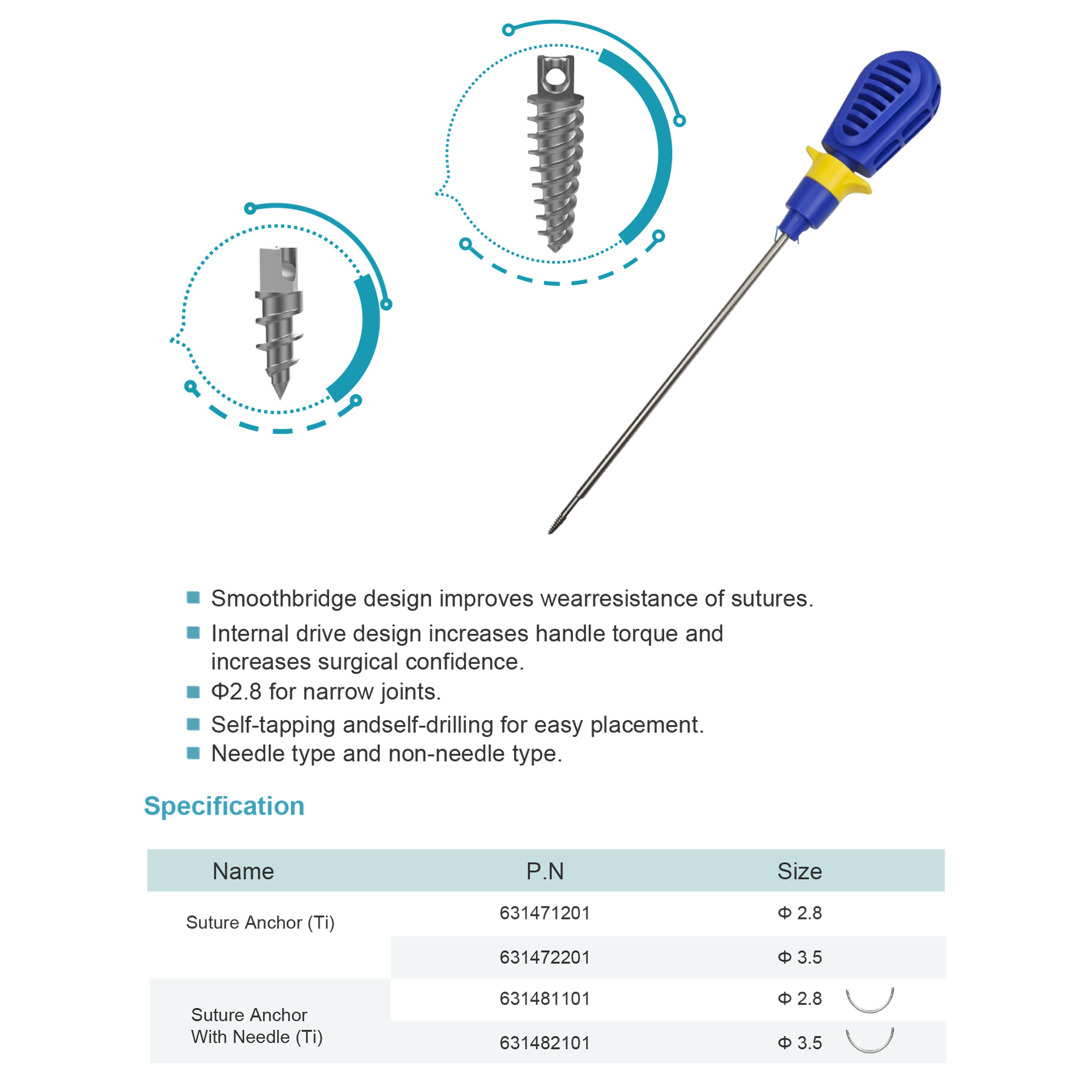 CANWELL Titanium Suture Anchor with Needles 2.8 3.5mm Sports Medicine Shoulder Arthroscopy Surgery Orthopedic Implant CE