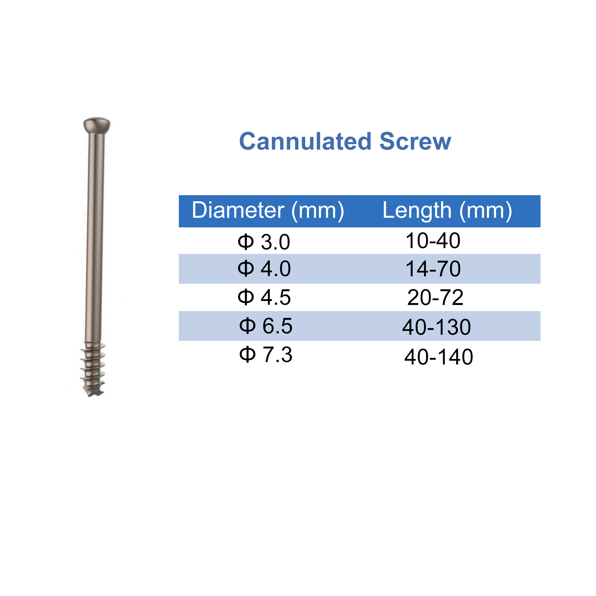 CANWELL 6.5 Cannulated Locking Screw Orthopedic Implant 7.3 Headless Compression Titanium Herbert Screw