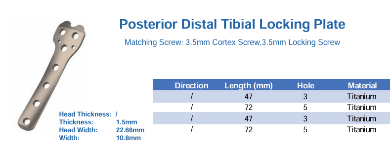 CANWELL Distal Tibial Titanium Locking Plate Posterior Limb Compression Orthopedic Trauma Fracture Implant CE OEM
