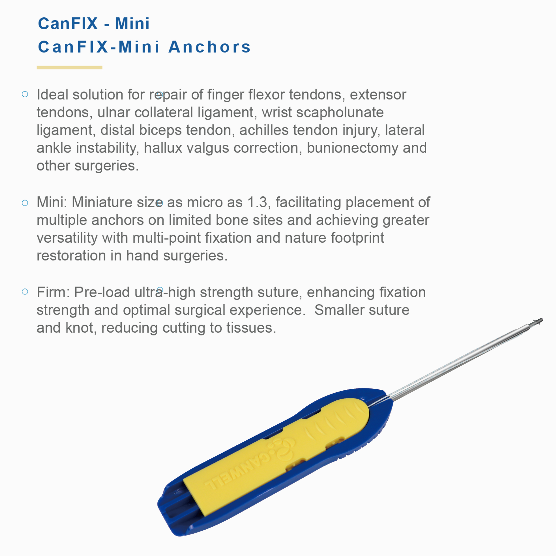 CANWELL Bankart Repair Suture Anchor  1.8mm Titanium Suture Anchor Arthroscopic Implant Single Line CE ISO Certified