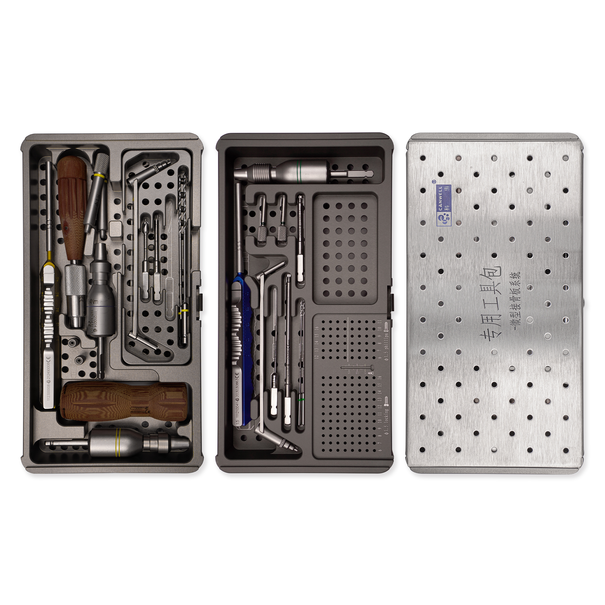 CANWELL 1.5 2.0 2.7mm Hand Foot Surgery Mini Fragment Locking Plate Implant System Orthopedic Fixation Set